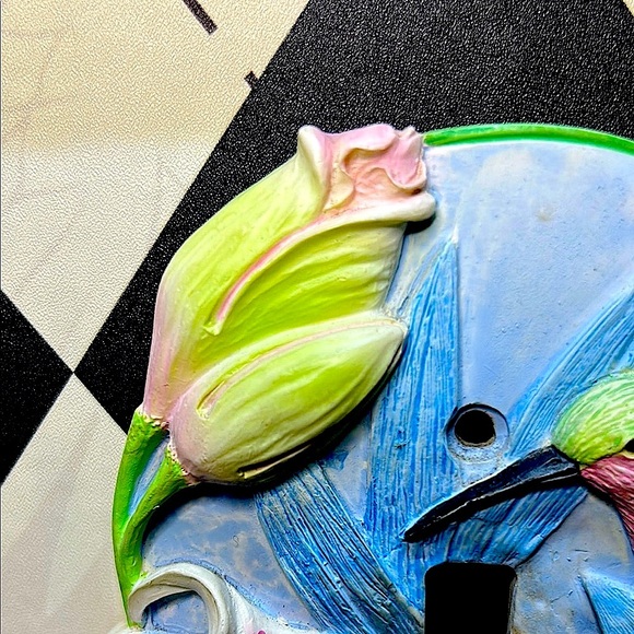 Vintage Light Switch Plate 3D Hummingbird + Collectible Joe Gantofta Tile - Picture 12 of 16